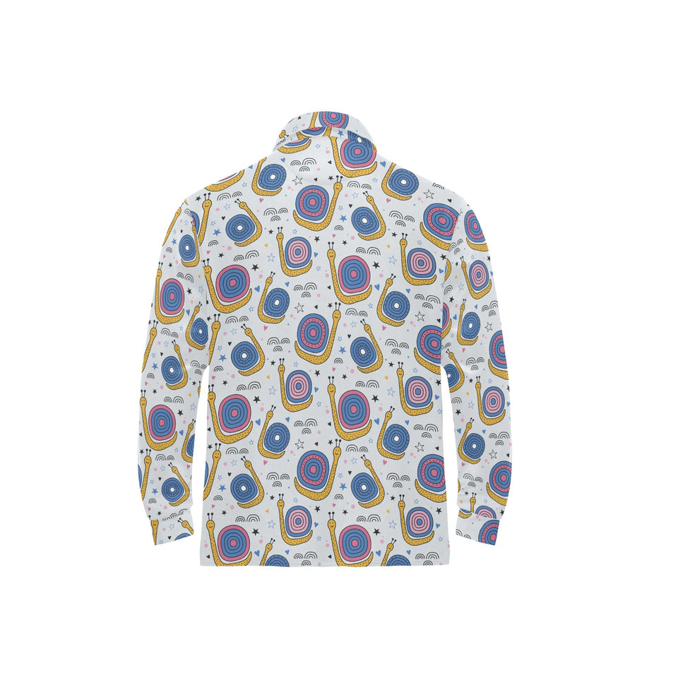Snail Pattern Print Design 05 Men's Long Sleeve Polo Shirt