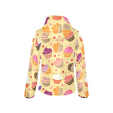 cake cupcake heart cherry pattern Women's Padded Hooded Jacket