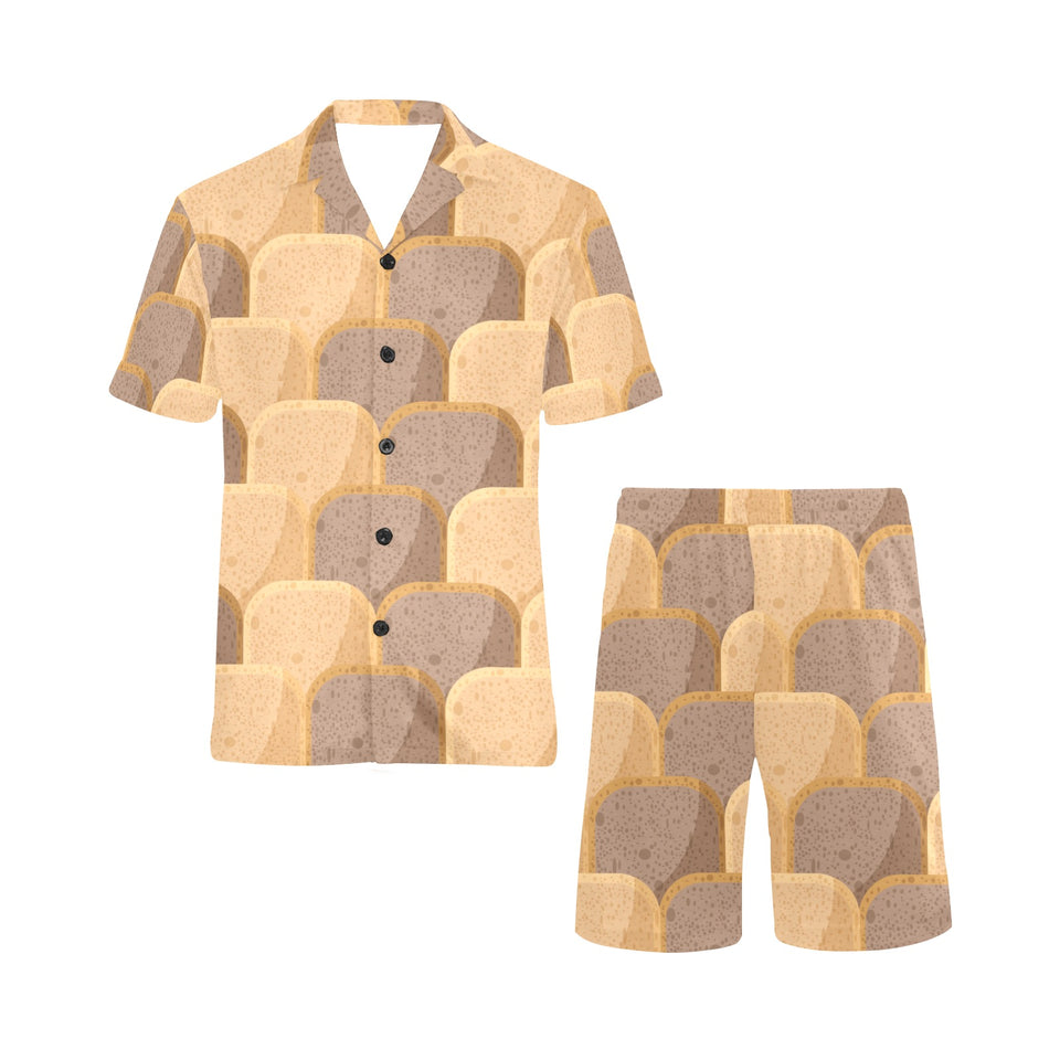 Bread Toast Pattern Print Design 04 Men's V-Neck Short Pajama Set
