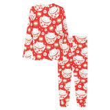 Cute Maneki neko cat red background Women's All Over Print Pajama Set