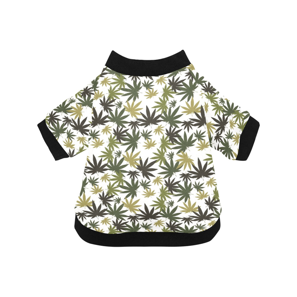 Canabis Marijuana Weed Pattern Print Design 05 All Over Print Pet Dog Round Neck Fuzzy Shirt