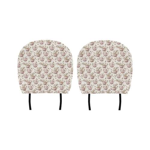 Tea pots Pattern Print Design 03 Car Headrest Cover