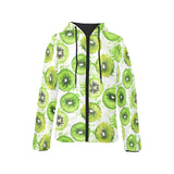 Watercolor kiwi pattern Women's Padded Hooded Jacket