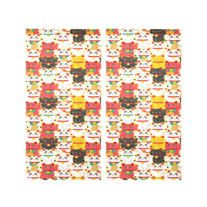 Colorful Maneki neko cat pattern Gauze Curtain
