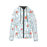 Bowling ball bowling pins blue blackground Women's Padded Hooded Jacket