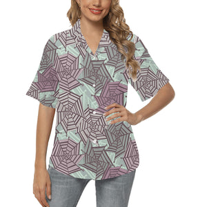 Spider web cobweb design color pattern Women's All Over Print Hawaiian Shirt