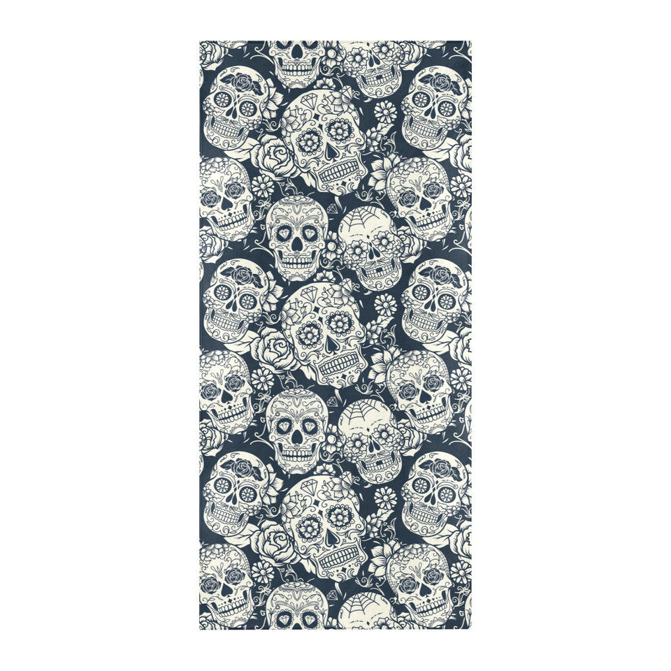 Sugar skull black white pattern Beach Towel
