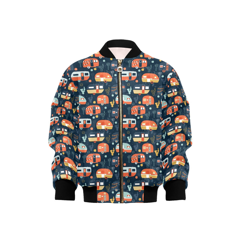 Camper Van Pattern Print Design 05 Kids' Boys' Girls' Bomber Jacket