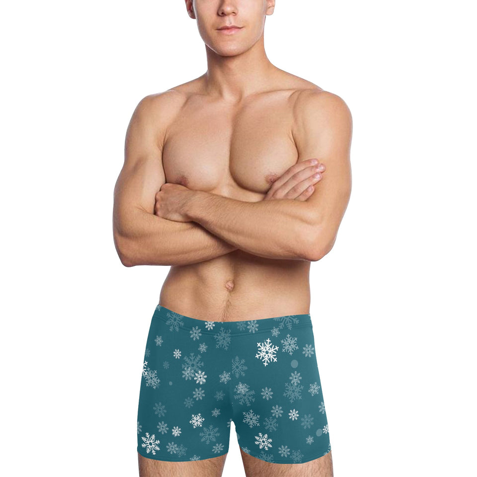 Snowflake pattern dark background Men's Swimming Trunks