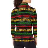 Canabis Marijuana Weed Pattern Print Design 04 Women's Long Sleeve Polo Shirt