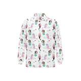 cute mermaid dolphin fish starfish pattern Men's Long Sleeve Polo Shirt