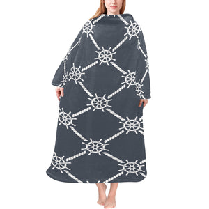 nautical steering wheel rope pattern Blanket Robe with Sleeves