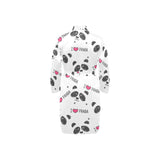 Hand Drawn faces of pandas pattern Men's Long Sleeve Belted Night Robe