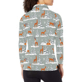 Beautiful deers Winter Christmas Women's Long Sleeve Polo Shirt