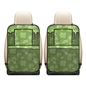 Broccoli pattern green background Car Seat Back Organizer