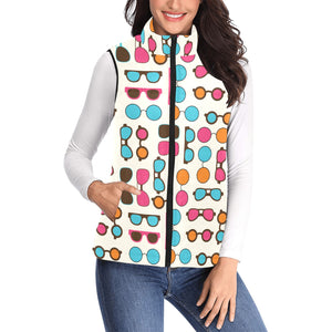 Sun Glasses Pattern Print Design 03 Women's Padded Vest