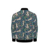 Raccoon tropical leaves pattern Kids' Boys' Girls' Bomber Jacket