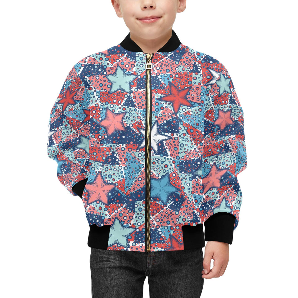 Hand drawn colorful starfish Kids' Boys' Girls' Bomber Jacket
