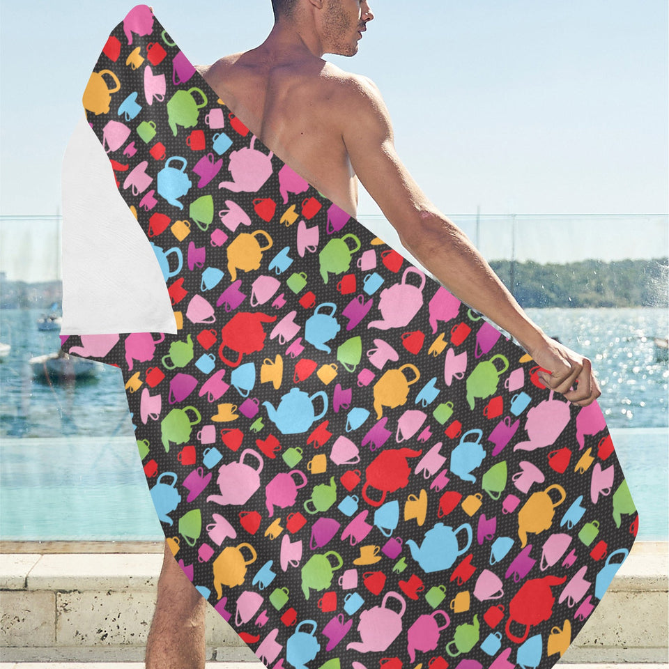 Tea pots Pattern Print Design 01 Beach Towel