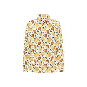 Pancake Pattern Print Design 02 Women's Long Sleeve Polo Shirt