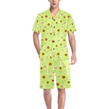 Snail Pattern Print Design 01 Men's V-Neck Short Pajama Set