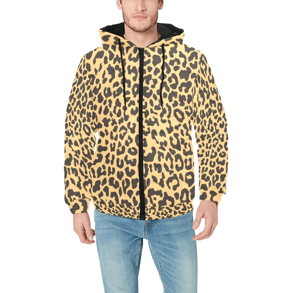 Leopard skin print Men's Padded Hooded Jacket