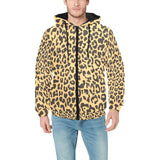 Leopard skin print Men's Padded Hooded Jacket