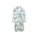Cute Penguin pattern Men's Long Sleeve Belted Night Robe
