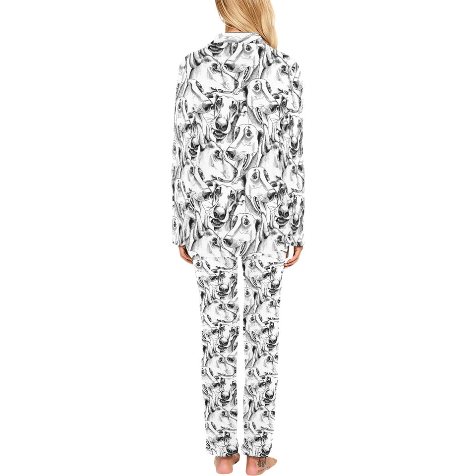 Greyhound Pattern Print Design 01 Women's Long Pajama Set