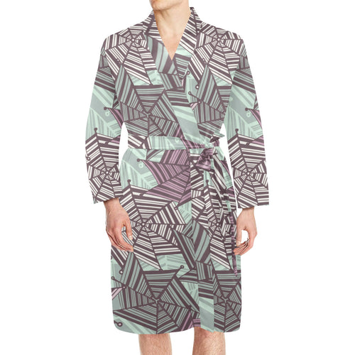 Spider web cobweb design color pattern Men's Long Sleeve Belted Night Robe