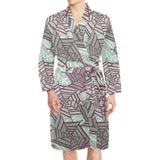 Spider web cobweb design color pattern Men's Long Sleeve Belted Night Robe