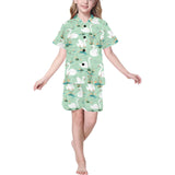 White swan lake pattern Kids' Boys' Girls' V-Neck Short Pajama Set