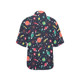colorful space pattern planet star Women's All Over Print Hawaiian Shirt