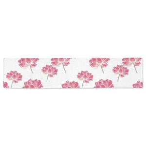 Pink lotus waterlily pattern Table Runner