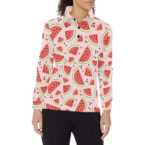 Watermelon pattern Women's Long Sleeve Polo Shirt
