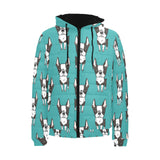 Hand drawn boston terrier dog pattern Men's Padded Hooded Jacket