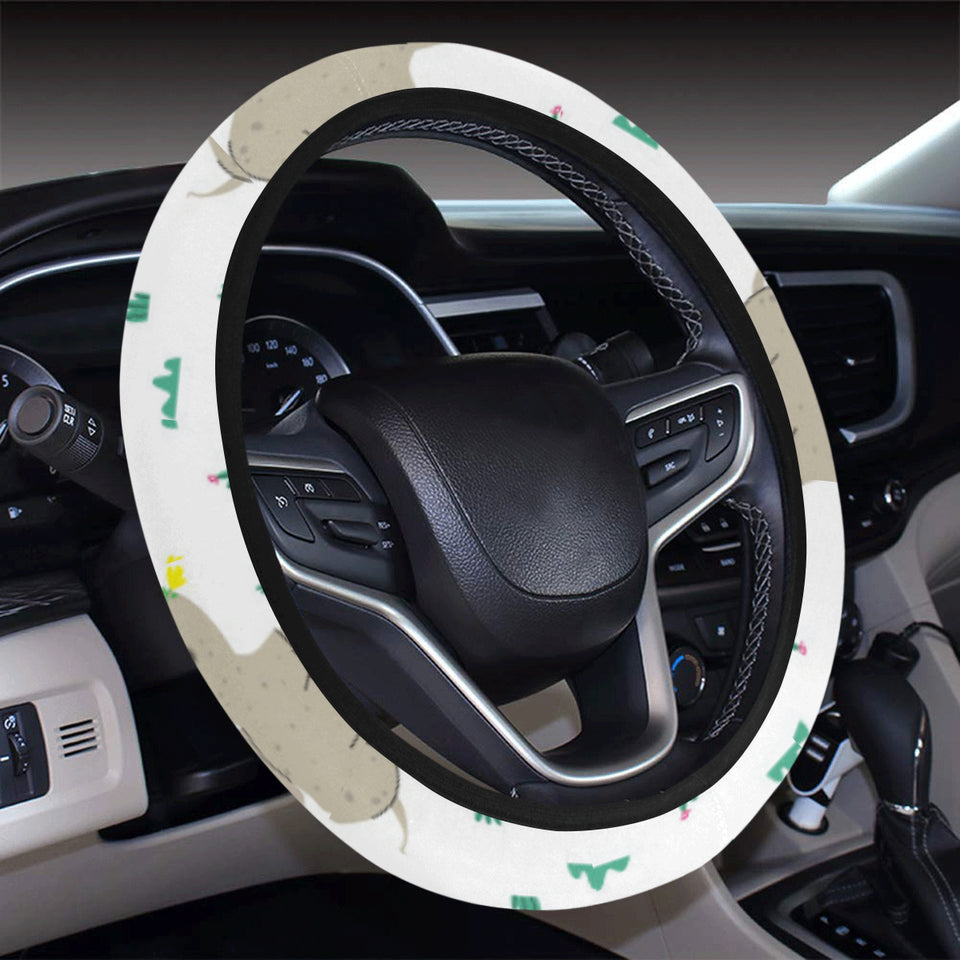 Cute Rhino pattern background Car Steering Wheel Cover
