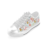 Maneki neko cat fan sakura Men's Low Top Canvas Shoes White