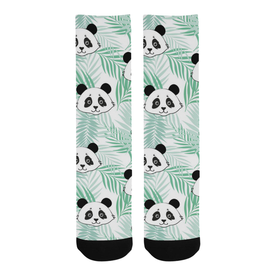 Panda pattern tropical leaves background Crew Socks
