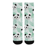 Panda pattern tropical leaves background Crew Socks