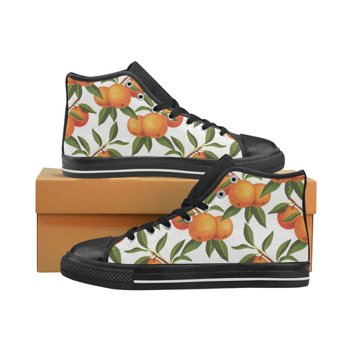 Oranges pattern background Women's High Top Canvas Shoes Black