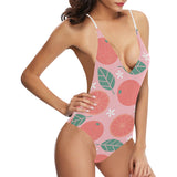 Grapefruit leaves flower pink background Women's One-Piece Swimsuit