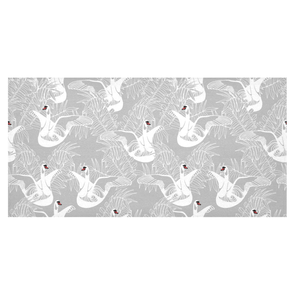 white swan gray background Tablecloth