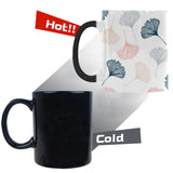 Black Gray Cream coral ginkgo leaves pattern Morphing Mug Heat Changing Mug