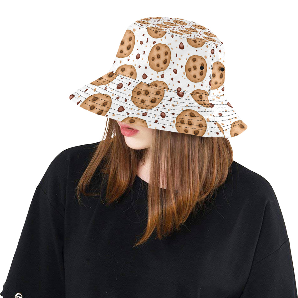 chocolate chip cookie pattern Unisex Bucket Hat