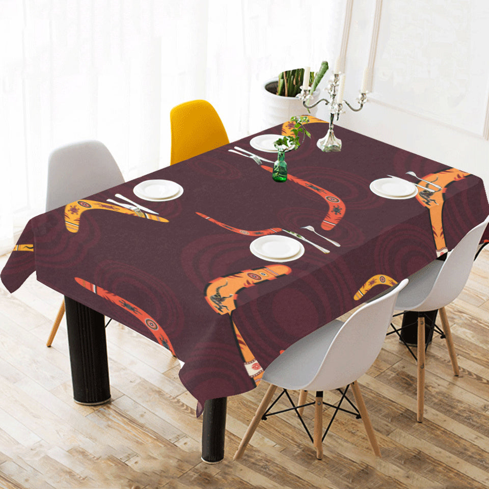 Boomerang Australian aboriginal ornament circle bl Tablecloth