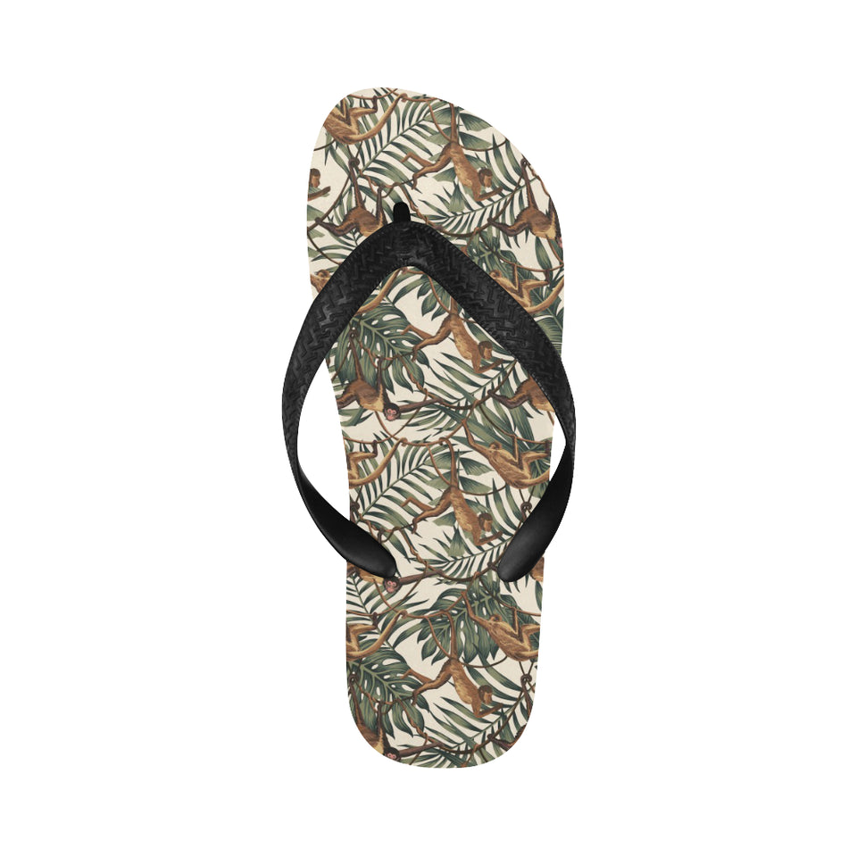 Monkey tropical leaves background Unisex Flip Flops