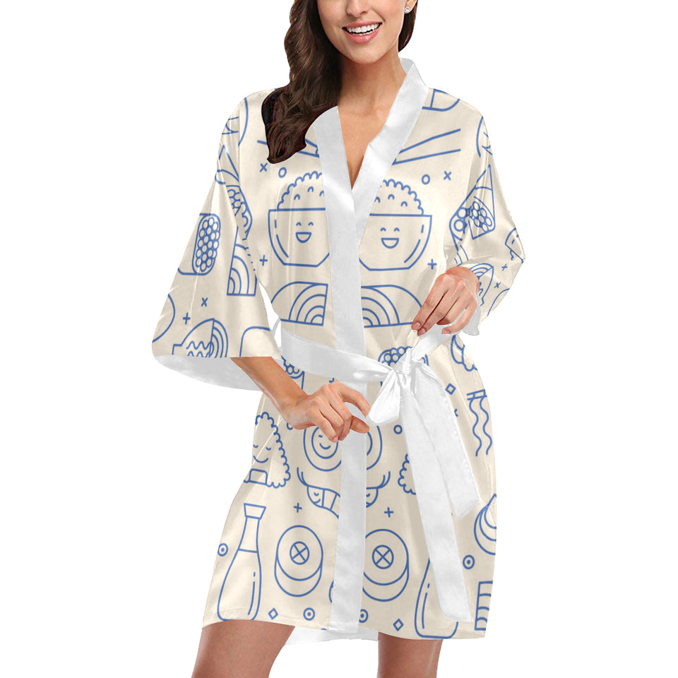Cute sushi icon pattern Women's Short Kimono Robe