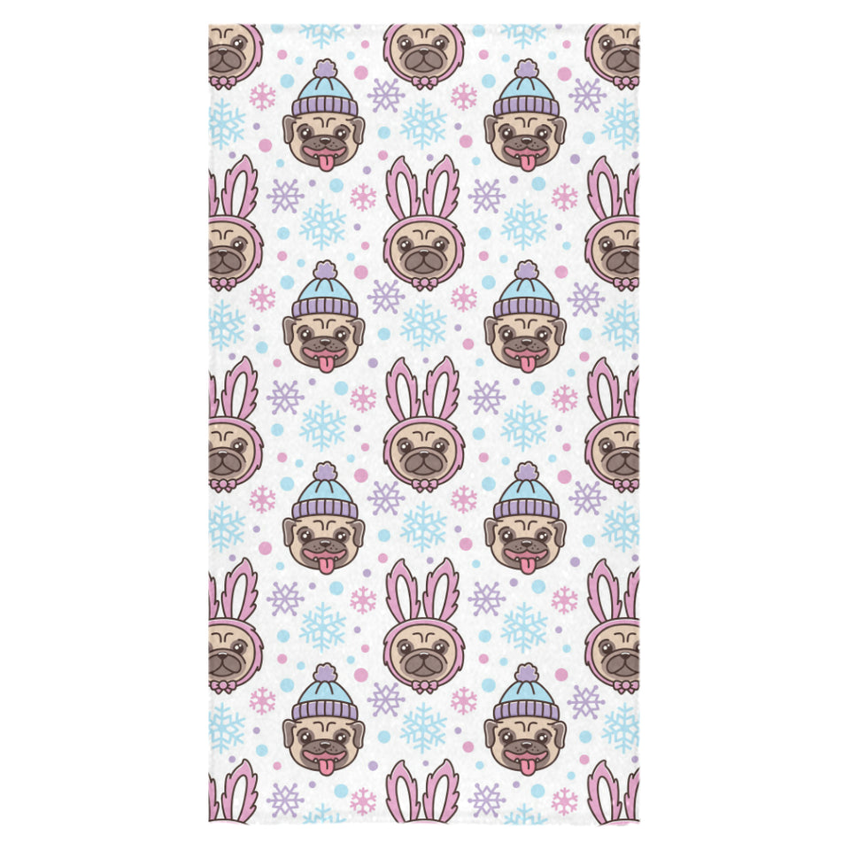 Cute pug hat rabbit costume pattern Bath Towel
