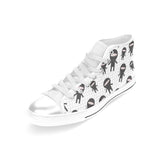 Ninja pattern plaid background Women's High Top Canvas Shoes White